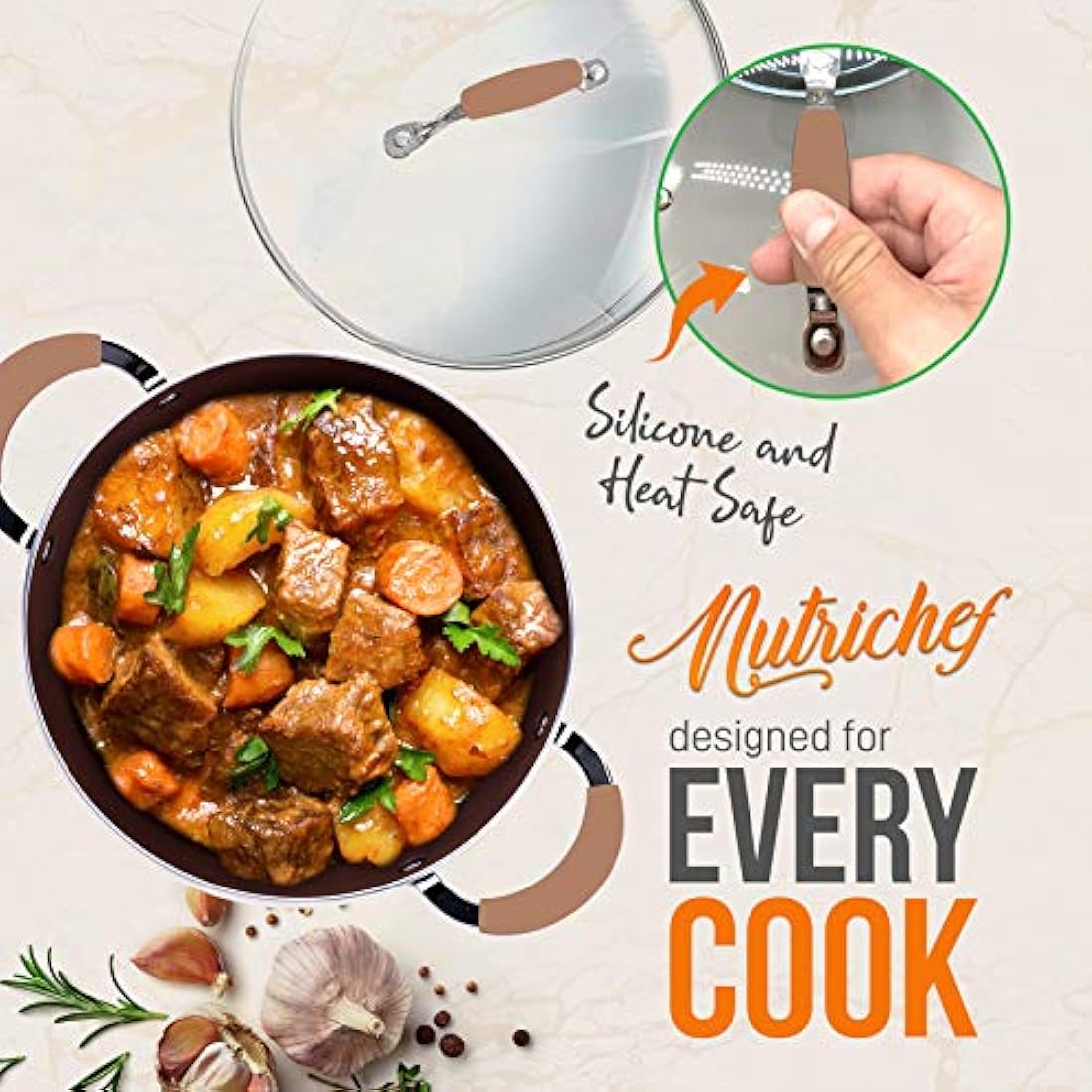 Olla grande antiadherentes 5 cuartos NutriChef PRTNCCW14SDOP