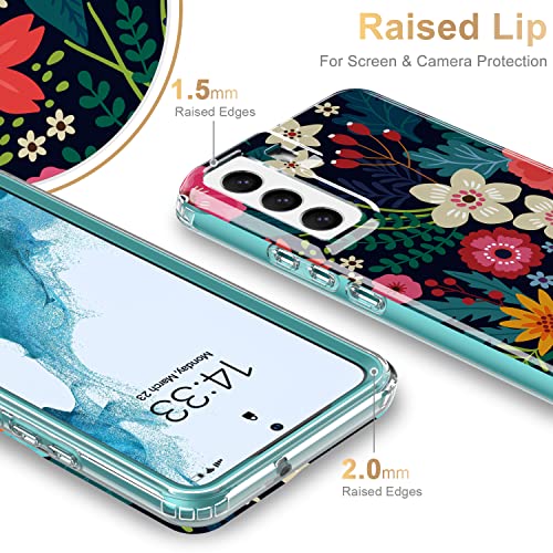 ESDOT Funda para Samsung Galaxy S22 Plus, grado militar, prueba de caída de 21 pies, resistente con diseños de moda para mujeres y niñas, funda protectora para Galaxy S22+ Plus 6.6 pulgadas, estampado con flores abiertas