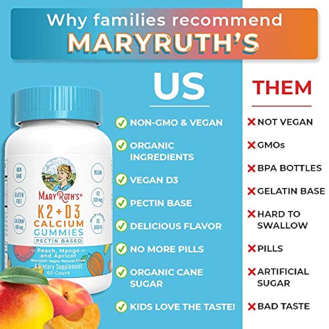 Gomitas de calcio orgánicas veganas (base vegetal)