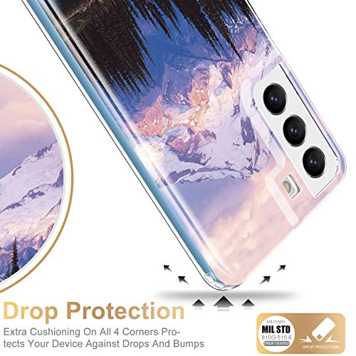ESDOT Funda para Samsung Galaxy S22, grado militar, prueba de caídas de 21 pies, funda resistente con diseños de moda para mujeres y niñas, funda protectora para Galaxy S22 de 6.1 pulgadas, montaña de nieve