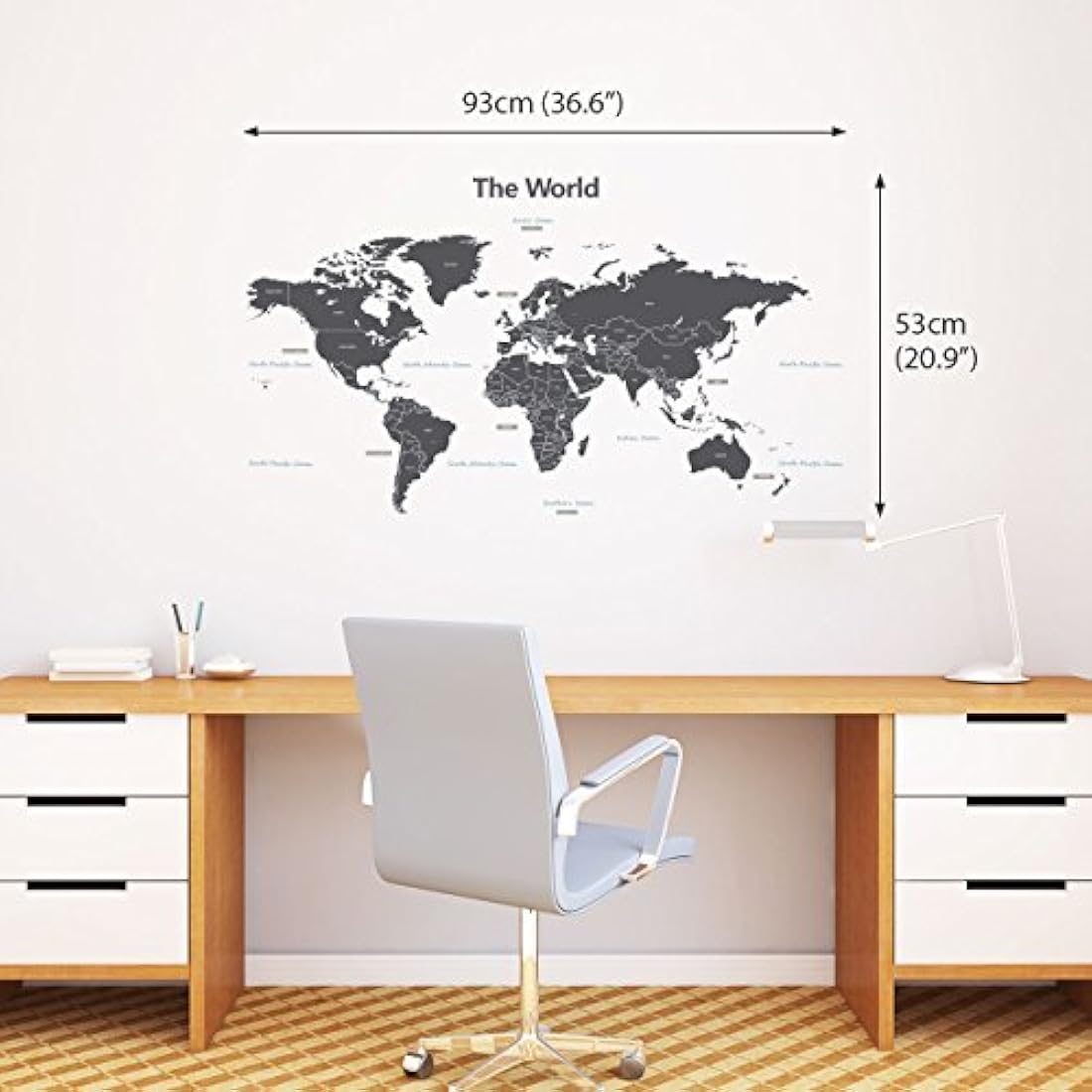 Pegatinas de pared para niños, diseño de mapa del mundo