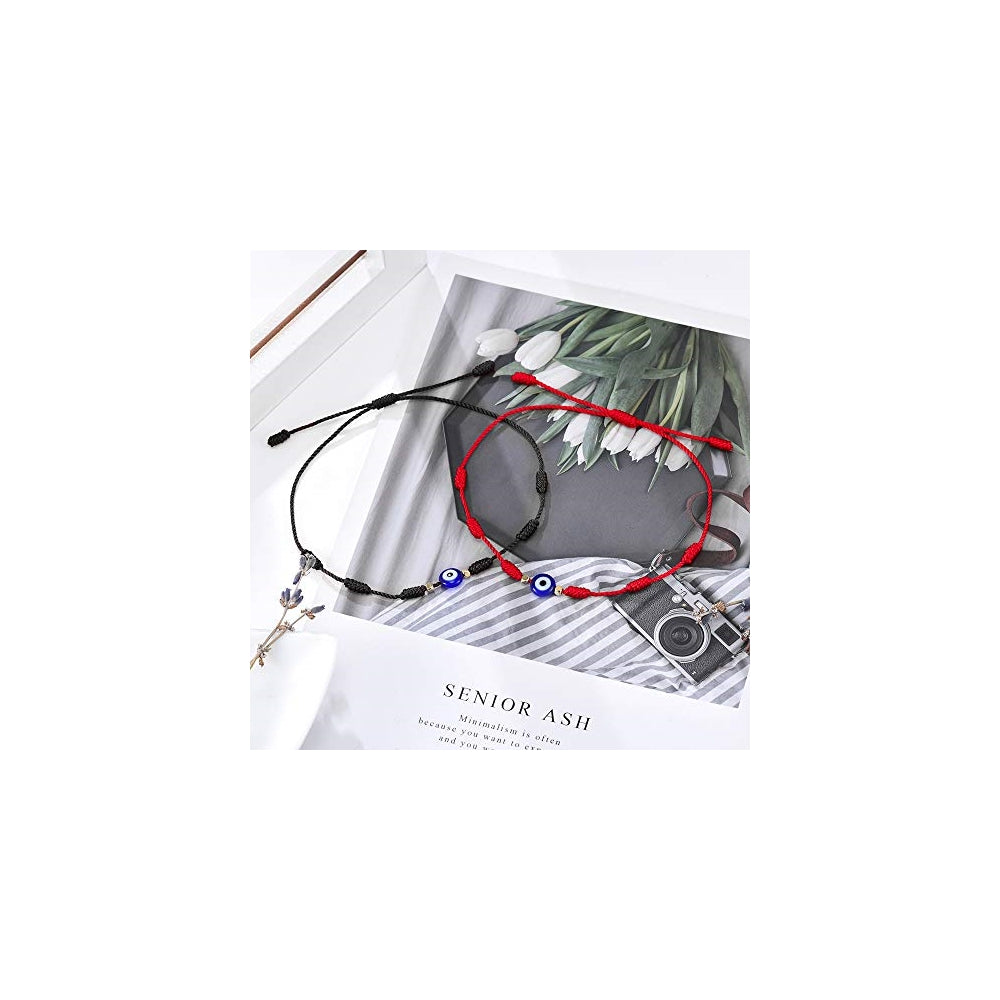 Pulseras y tobilleras de la suerte de mal de ojo 7 nudos