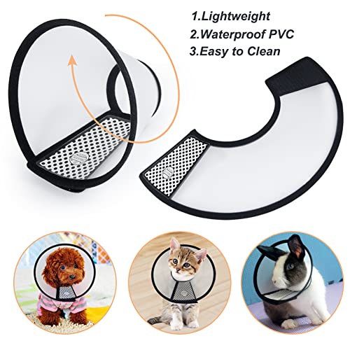 Vivifying Cono de gato, collar isabelino de plástico ligero con recuperación ajustable para gatos, mini perros, conejos y gatitos (negro)