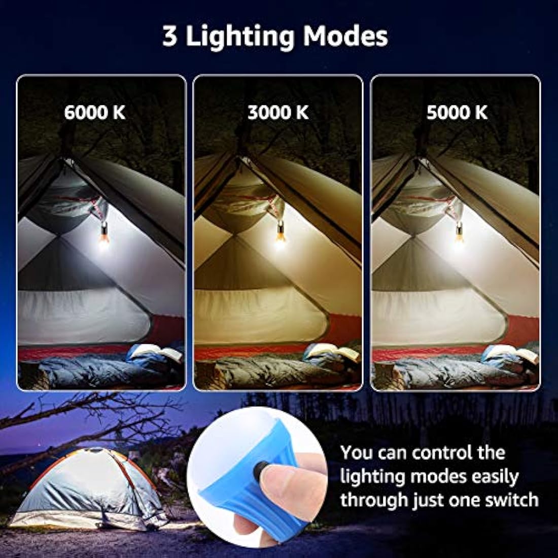 Bombillas LED para tienda de campaña con gancho de clip