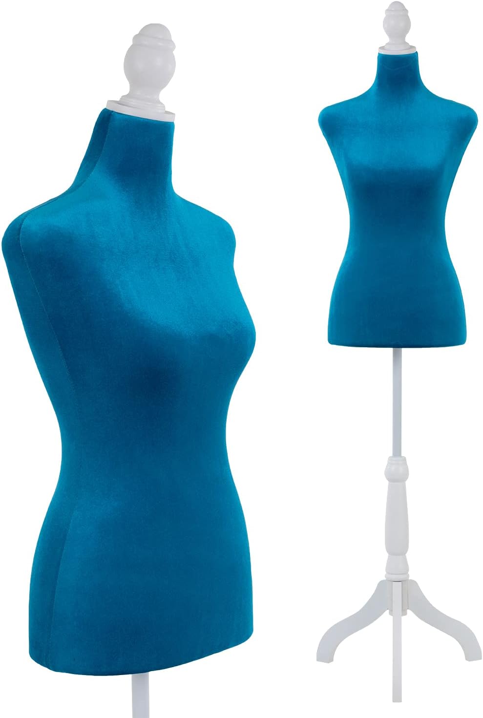 Maniquí Torso Femenino Ajustable con Tripié de Madera 49-63”