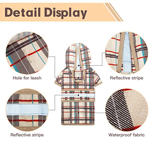 Chubasquero con capucha para perro con tira reflectante, impermeable, ajustable, ligero, transpirable, poncho de lluvia para perros grandes