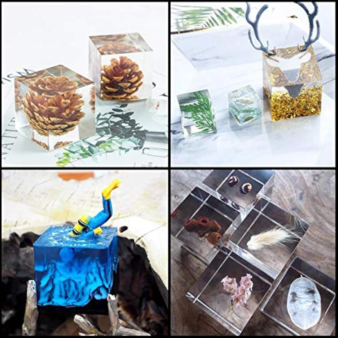 4 moldes cuadrados de resina -de silicona hacer recuerdos y hacer velas