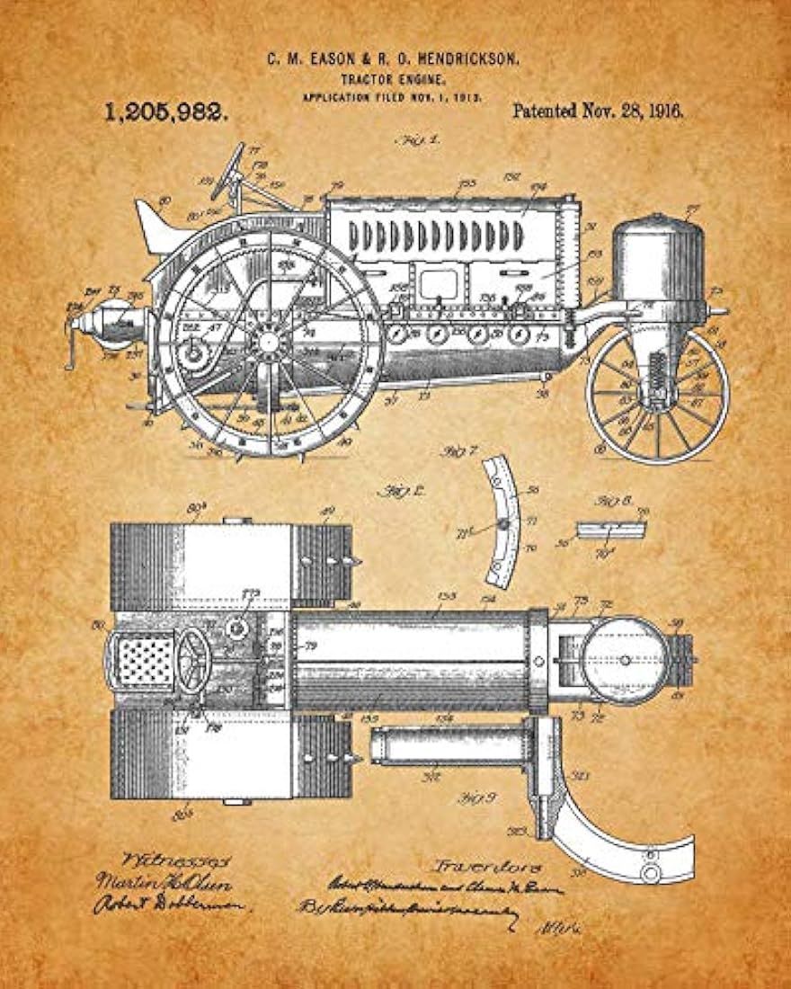 Impresiones de arte de pared de patente de tractores