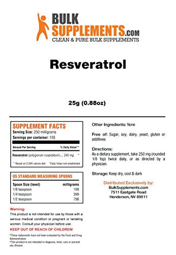 BulkSupplements Pure Resveratrol Powder 25 gramos
