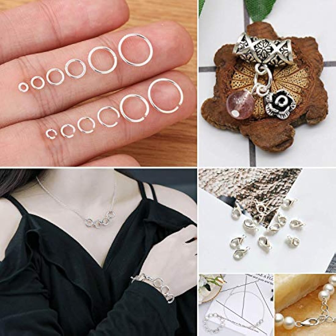 Anillos de salto y alicates de joyería para hacer joyas, kit de reparación de joyas Cridoz con 1520 anillos de salto de plata y 3 alicates de joyería para pendientes, collares, anillos, pulseras y suministros de joyería