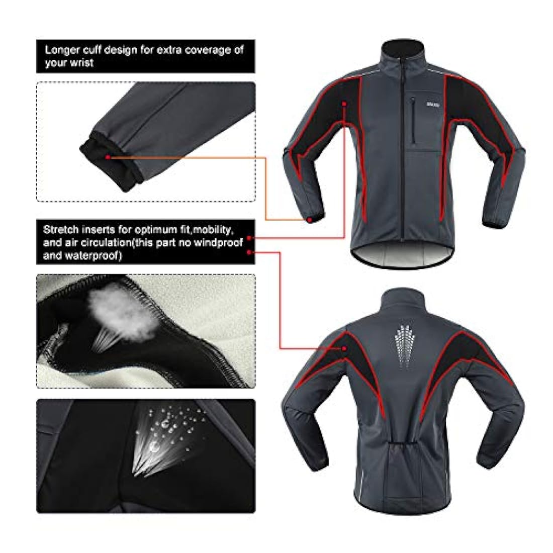 ARSUXEO - Chaqueta térmica para ciclismo