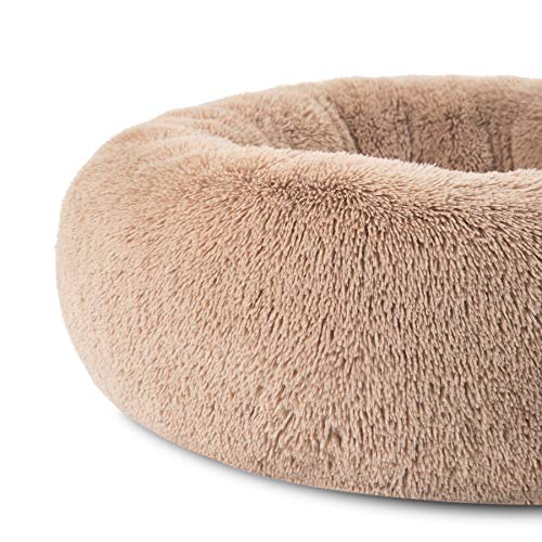 Bedsure Camas calmantes para perros pequeños, medianos y grandes, cama redonda lavable para perros, de piel sintética, antideslizante, esponjosa, para gatos y ansiedad, se adapta a hasta 15-100 libras