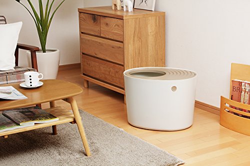 Caja de arena para gatos con entrada superior IRIS blanca