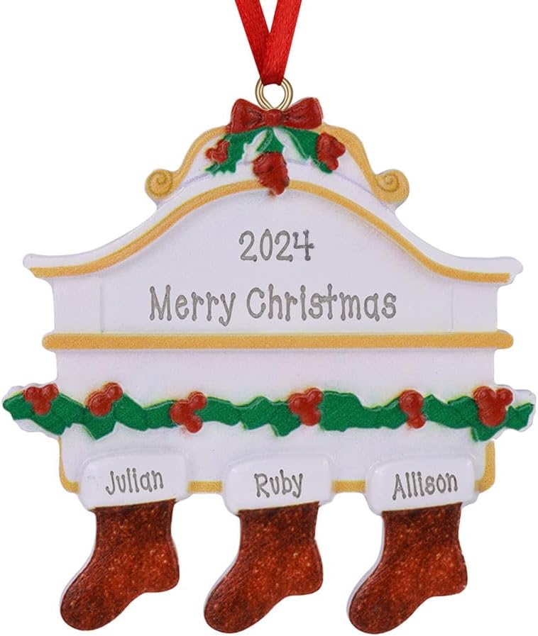 Adornos Navideños Personalizados 2024 - 3 Nombres para Familia