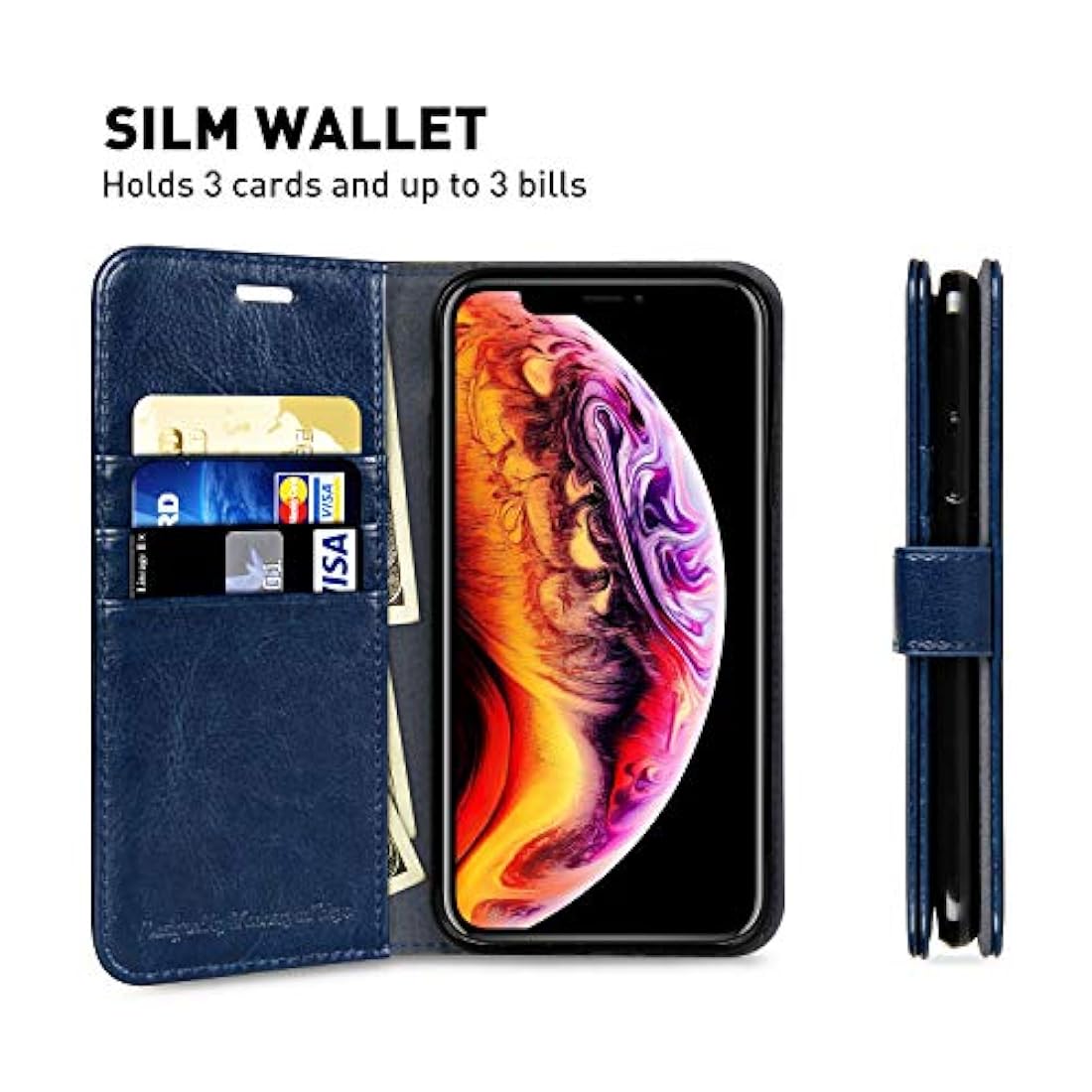 Monasay Funda tipo cartera para iPhone X y iPhone Xs