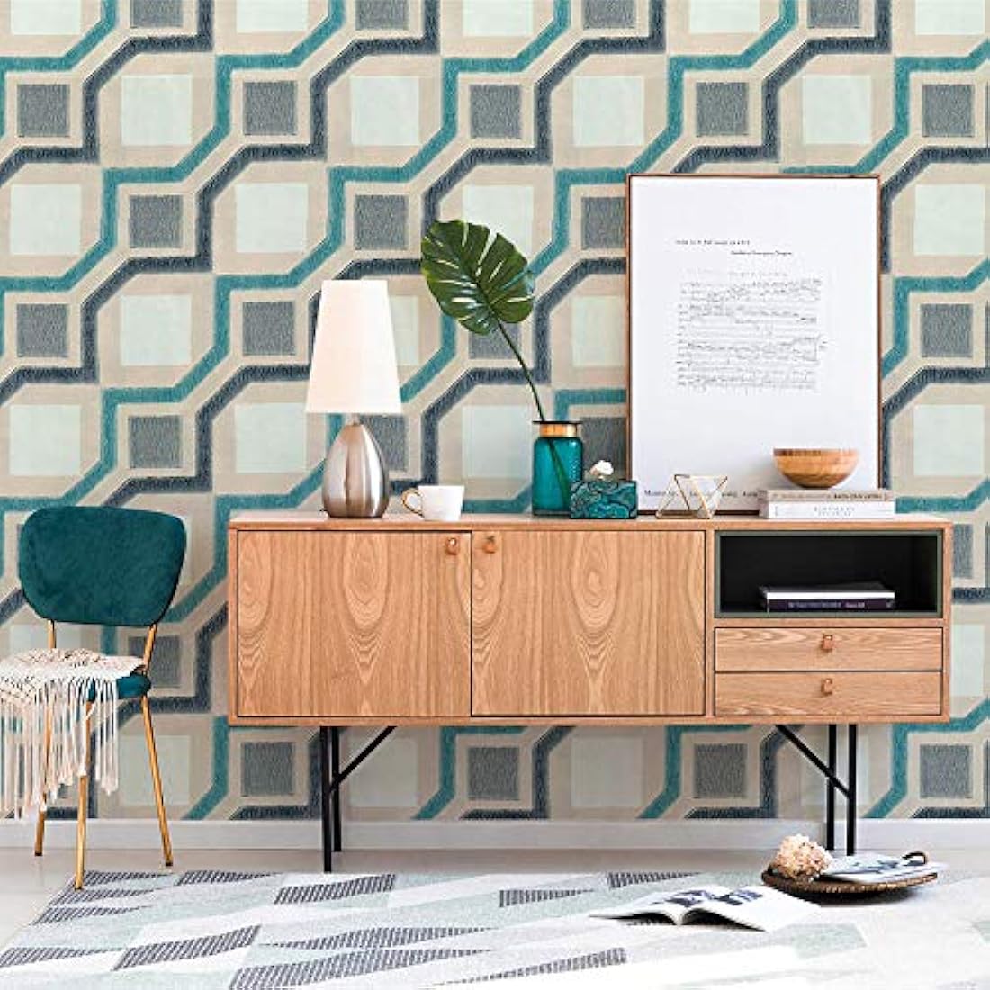 Papel pintado 3D para pared, hojas tropicales,