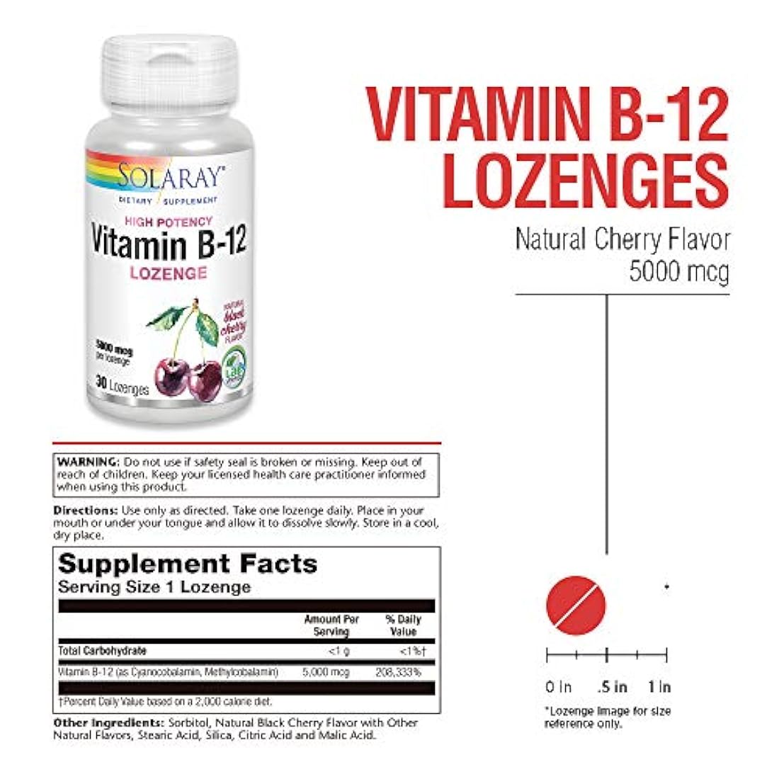 B-12 Suplemento de 5000 mcg 30 unidades