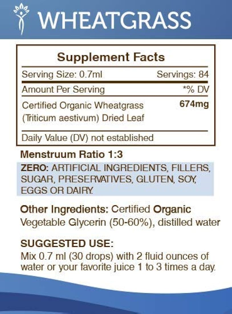 Wheatgrass alcohol-free Extracto de líquido Orgánica
