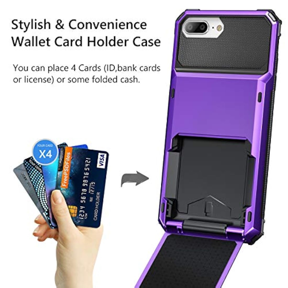 Vofolen - Funda para iPhone 8 Plus, tarjetero, soporte