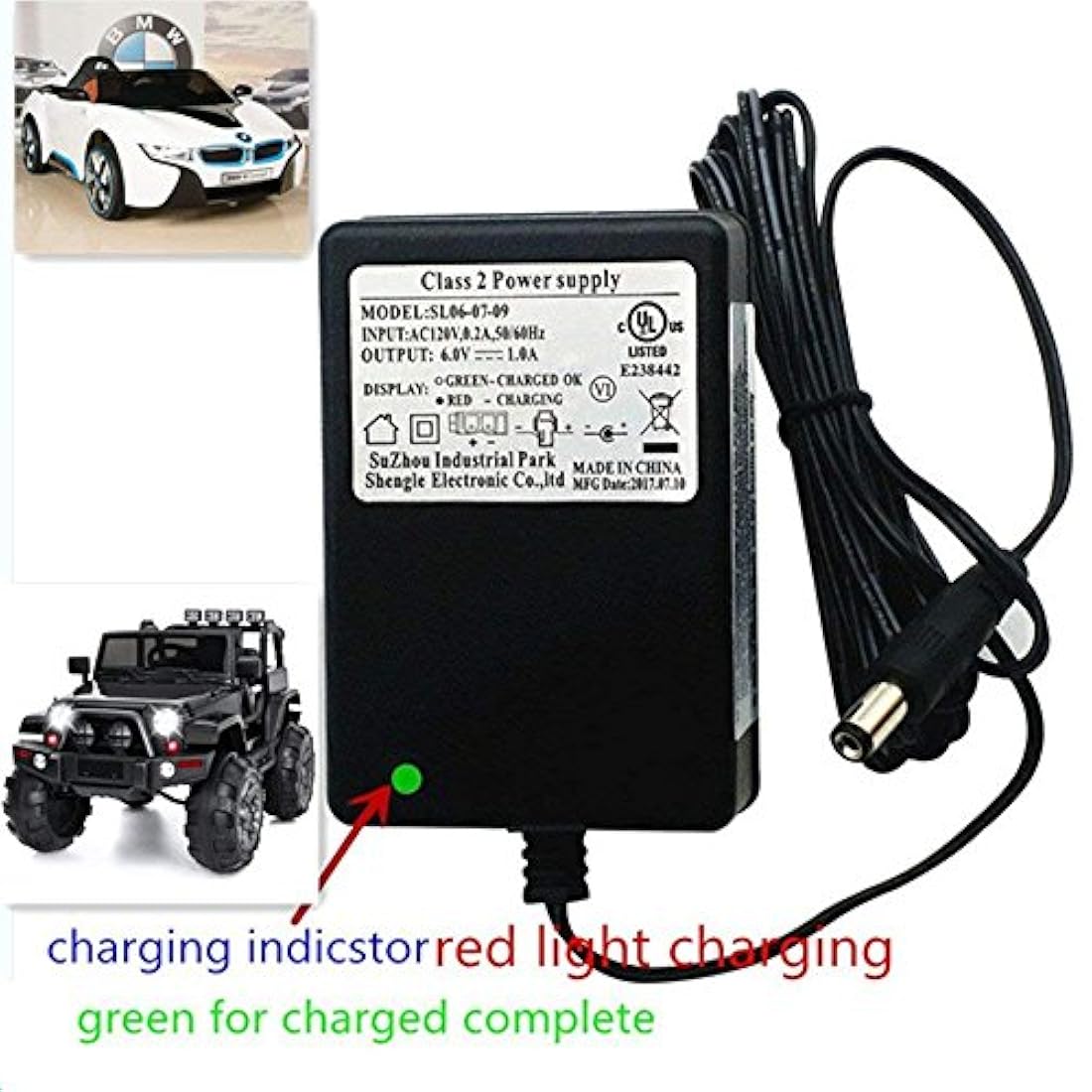 Cargador universal de 6 V para niños con indicador de carga