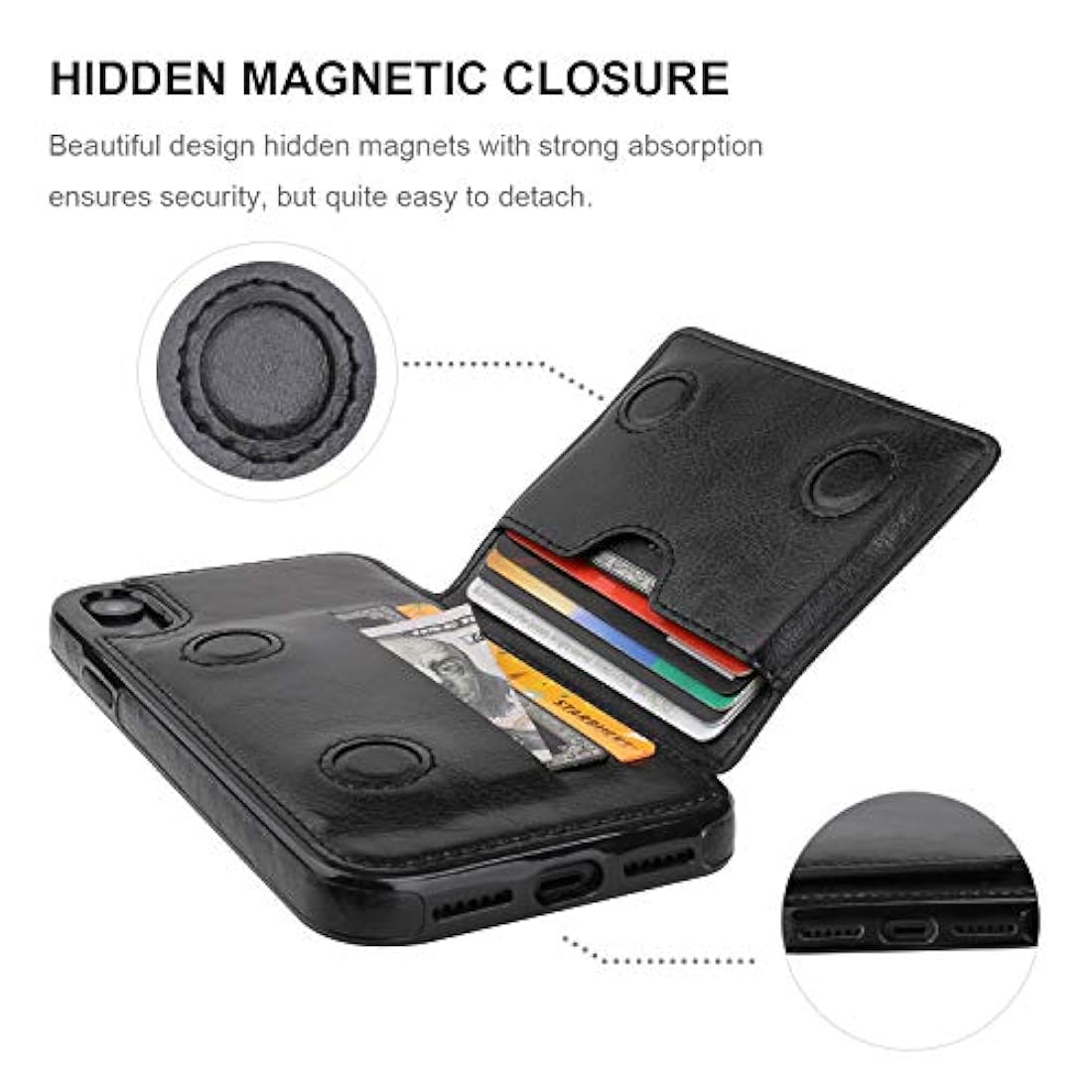 Funda tipo cartera para iPhone XR tarjetero, función atril,