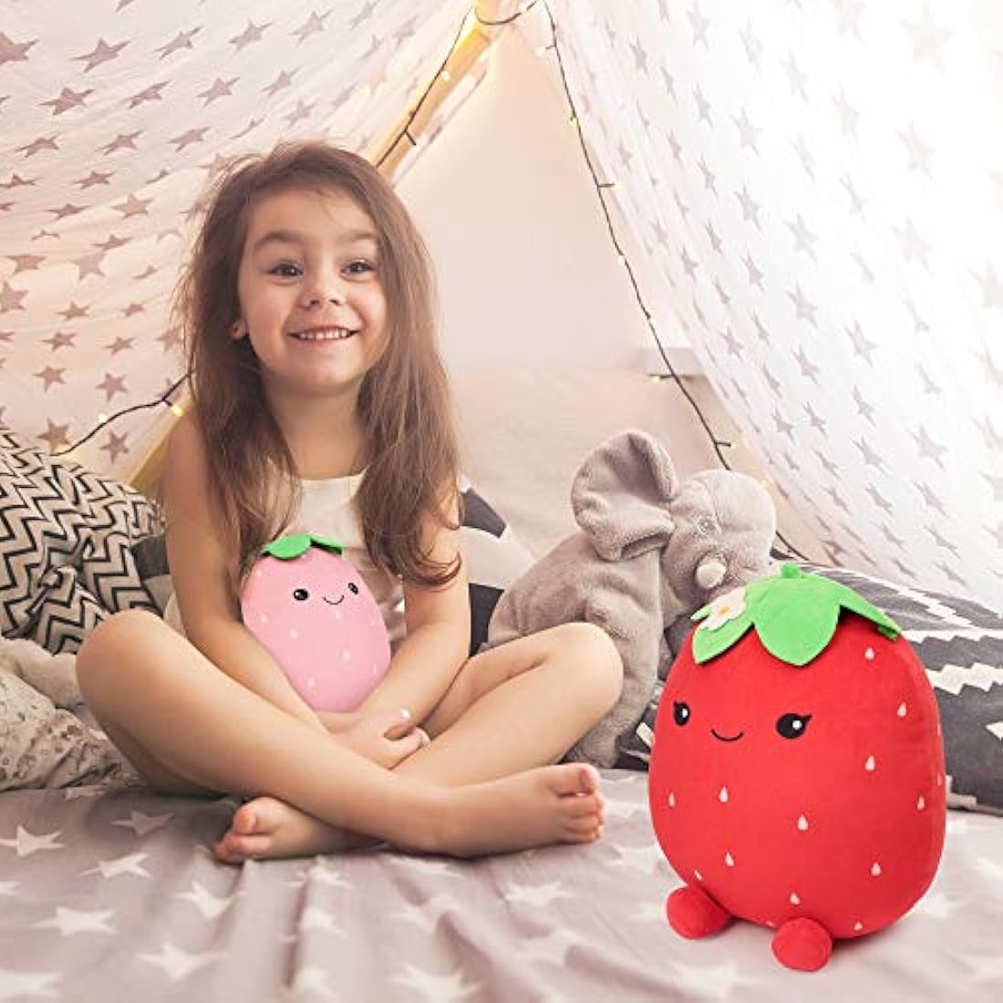 Peluche de fresa para niños y niñas, 15,7 y 12.0 in