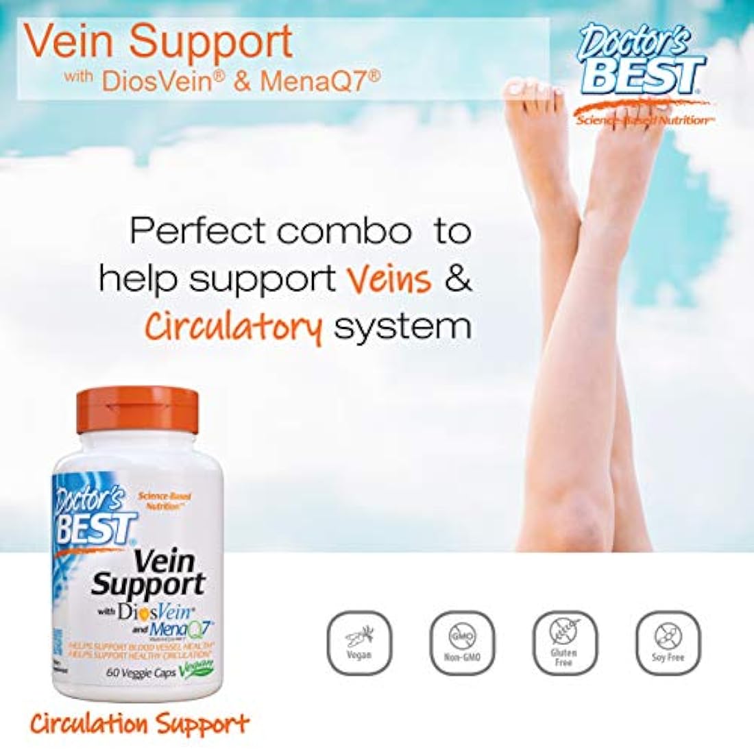 60 Cápsulas Vegetarianas soportes para venas