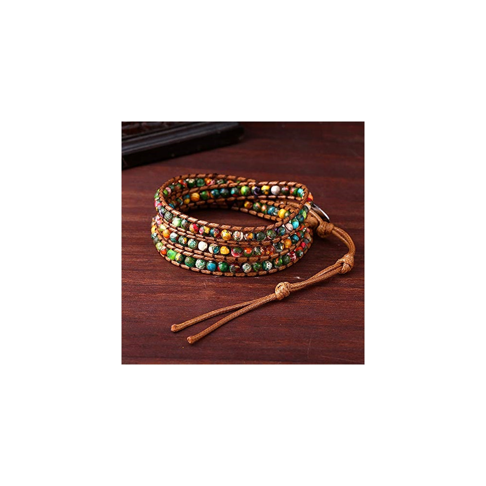 Pulseras y tobilleras de jaspe imperial hechas a mano