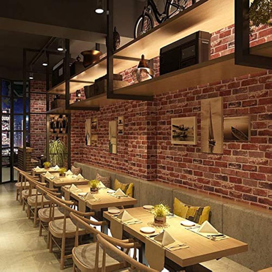 rollo de papel pintado de ladrillo de imitación de piedra