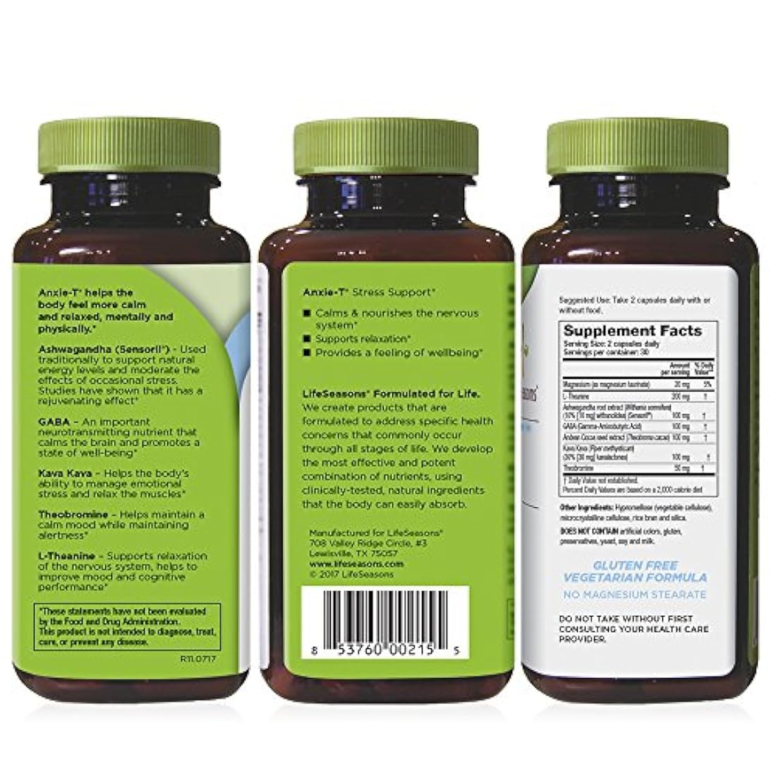 LifeSeasons - Anxie-T - Suplemento de apoyo antiansiedad