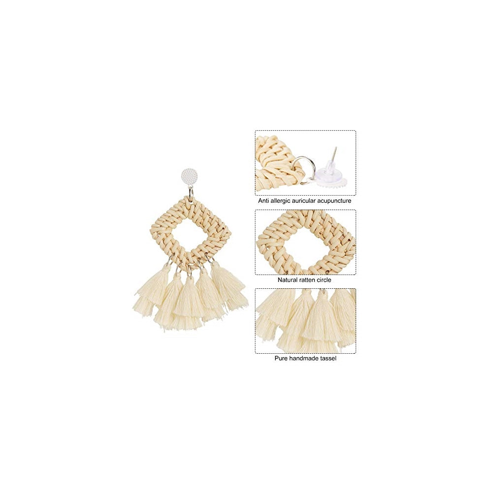 Aretes de diseño geométrico con borlas 4 pares de aretes