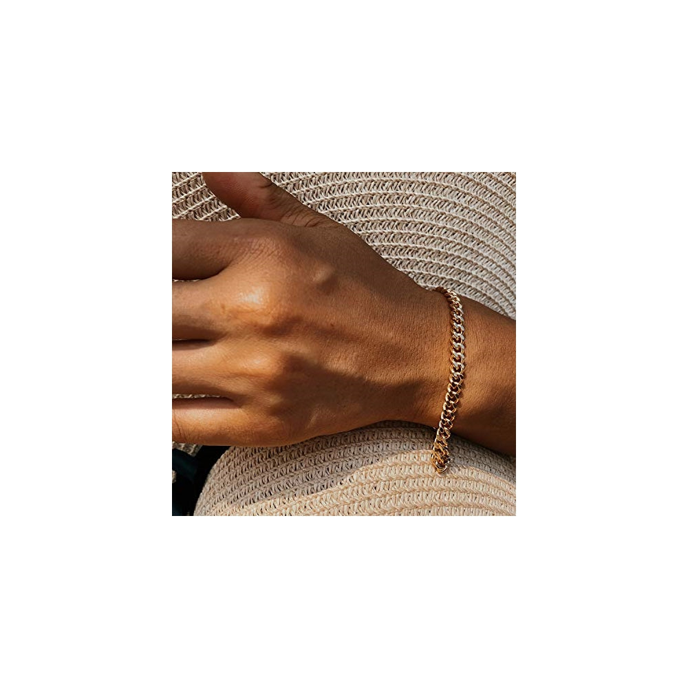 Pulseras de oro chapada en oro de 14 quilates delicada