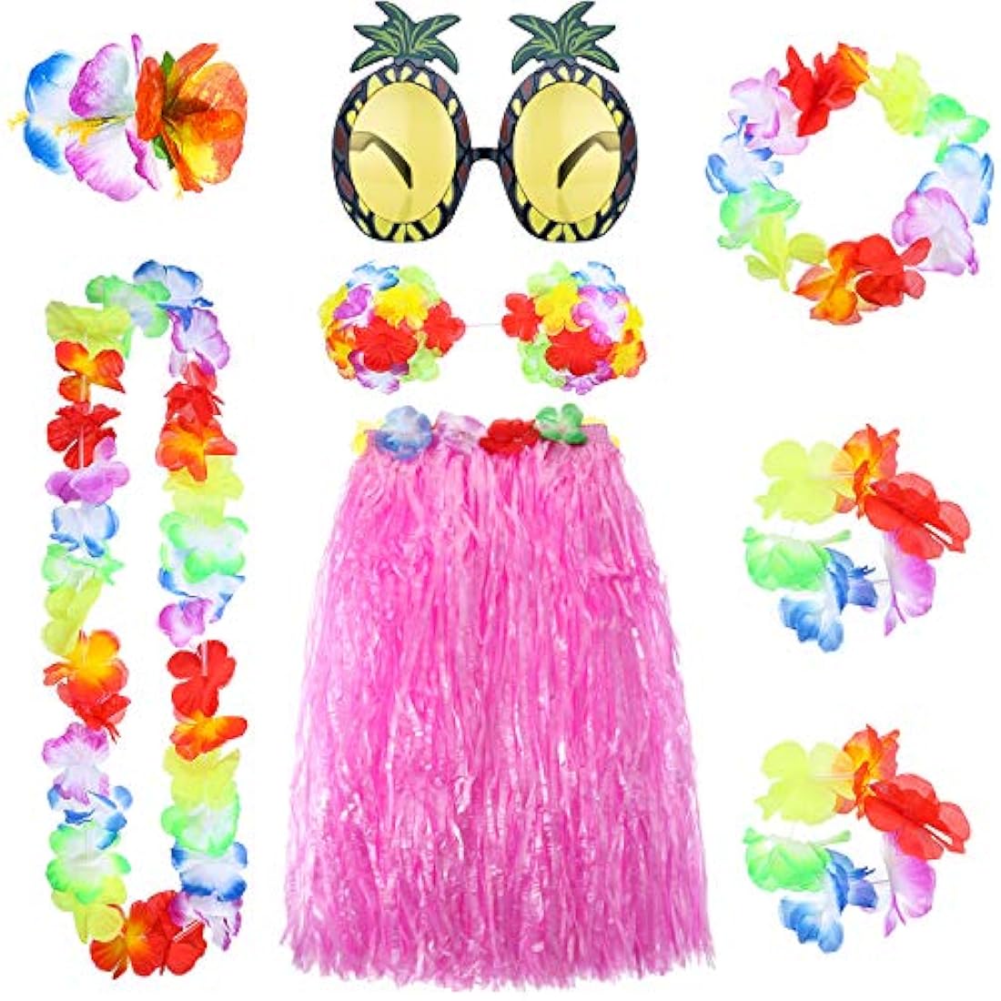 Disfraces Juego de 8 piezas de falda hawaiana