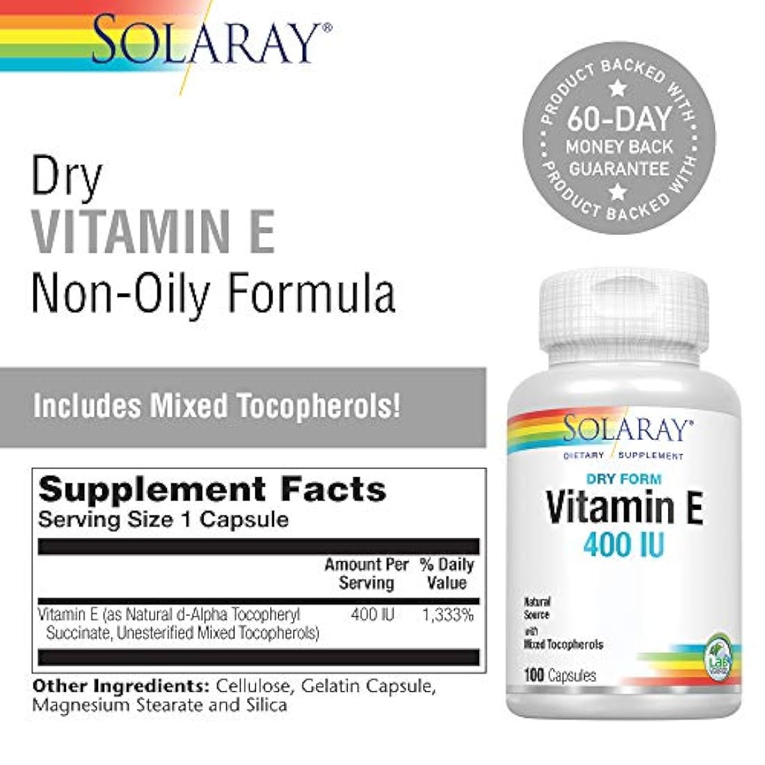Solaray seco e 400 Lu Cápsulas, 100 Count