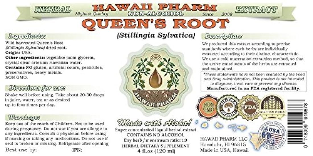 alcohol-free Extracto de líquido, Raíz de la Reina