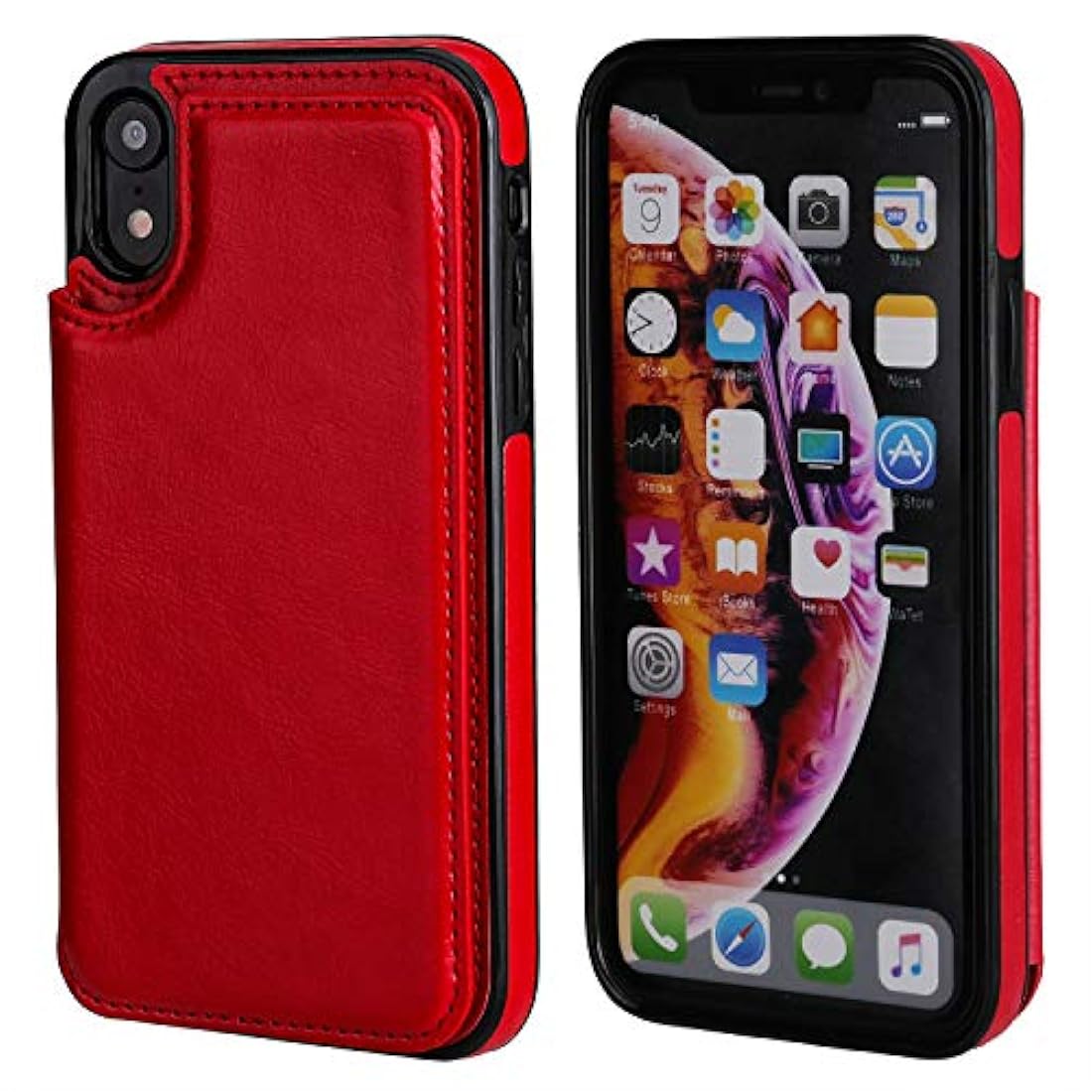 Funda tipo cartera para iPhone XR Rojo