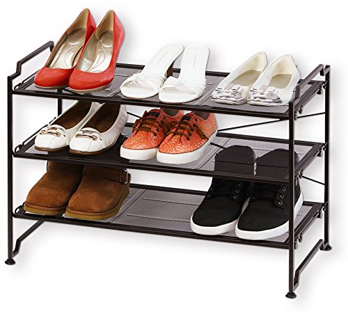 Estante de servicio apilable de 3 niveles para zapatos