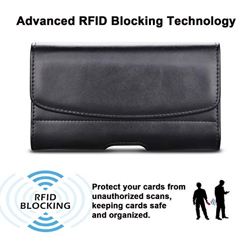 Takfox Funda de piel para Samsung Galaxy Note 20 Ultra S22 Ultra S21+ S20 S10 A12 A13 A02S A03S A32 A42 A52, iPhone 13 Pro Max 12 11 SE XR 8 7+ con clip de cinturón de piel, funda para tarjetas, color negro