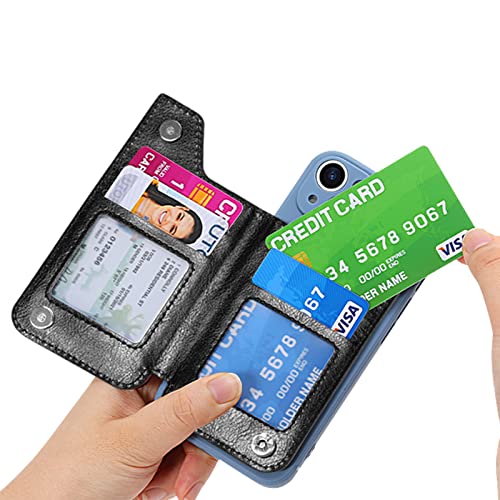TopFunny Cartera adhesiva para funda de teléfono, tarjetero adhesivo de crédito para la parte posterior de las fundas del teléfono, funda de cuero con cremallera, compatible con iPhone, Samsung Galaxy la mayoría de los smartphones, color negro
