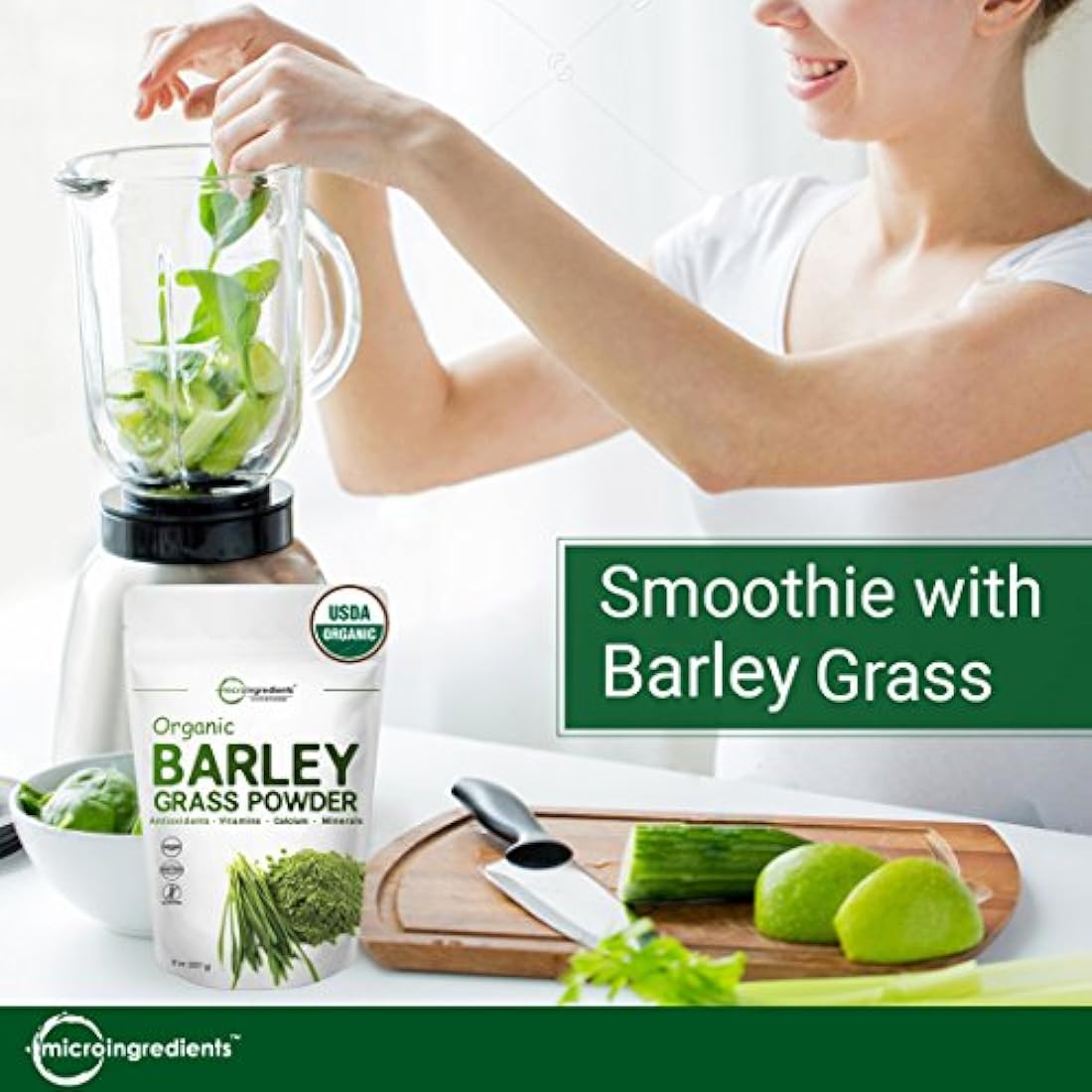 Micro Ingredientes Polvo de Cebada Orgánica Hierba 17.64 oz