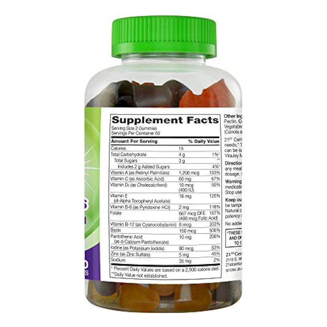 Siglo XXI vitajoy Multi Gummies Plus extra C, Naranja, cereza y fresa, 120 contar con, 27618, Regular, 1, 1