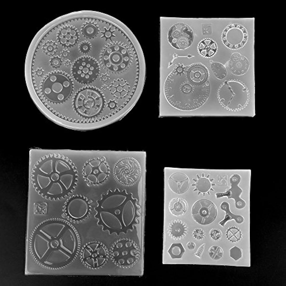Kit de moldes de resina epoxi, 4 pcs moldes de silicona resina epoxi DIY molde forma de Gear 3d tarta de Chocolate Fondant molde de silicona DIY Joyas de resina colgante Decortion
