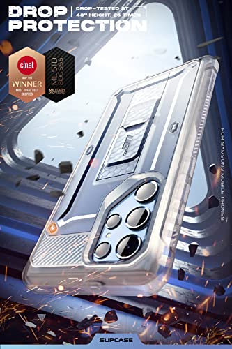 SUPCASE Unicorn Beetle Pro Series - Funda para Samsung Galaxy S22 Ultra 5G (versión 2022), cuerpo completo de doble capa resistente con clip para cinturón y soporte sin protector de pantalla integrado (transparente)