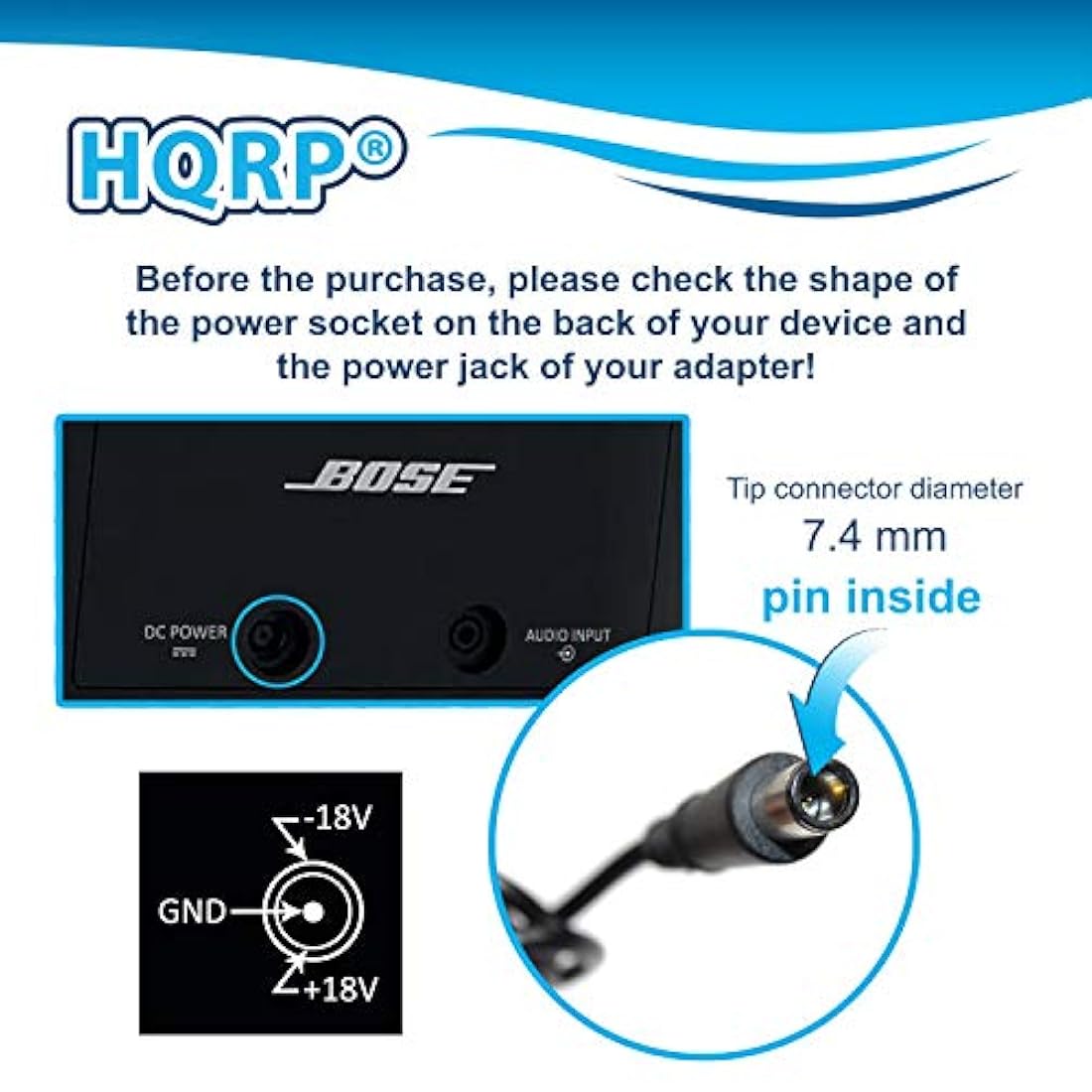 Cable de alimentación Plus HQRP,Adaptador de enchufe europeo