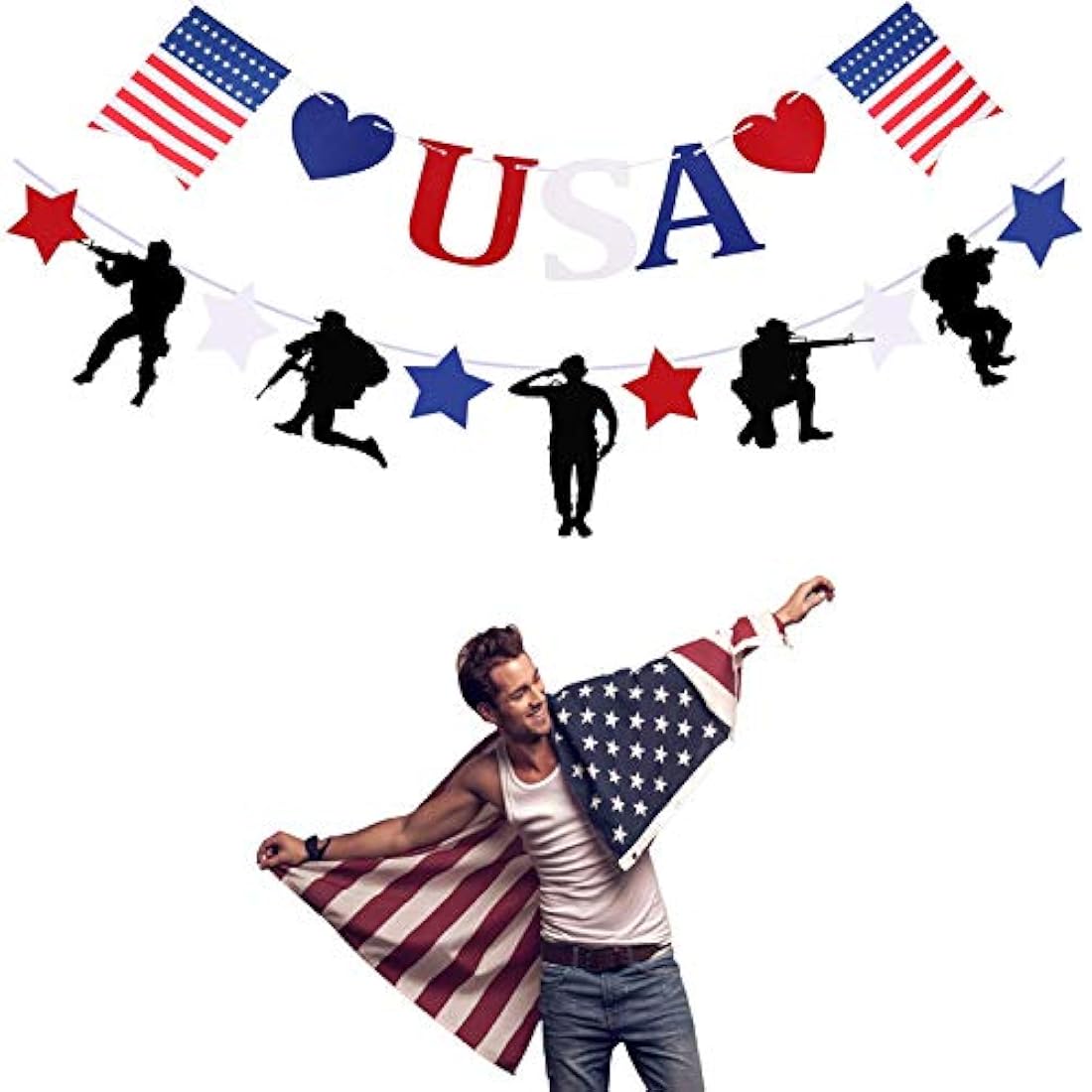 Gz Party Patriótico Soldado Decoración, 4 de julio