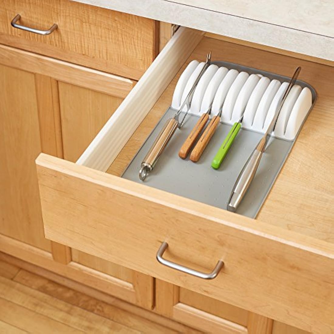 Madesmart Alfombrilla grande para cuchillos en cajón blanco