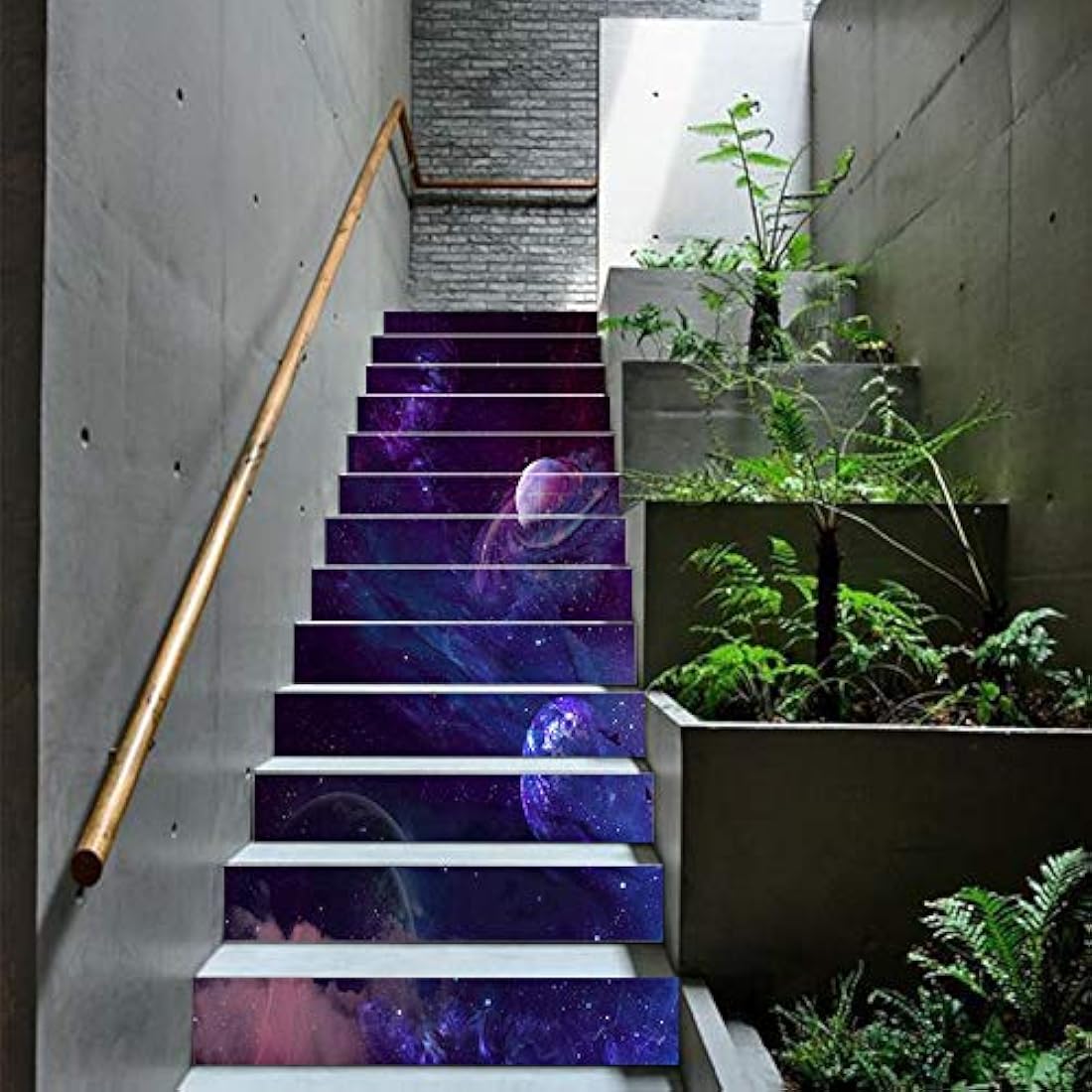 pegatina 3D Galaxy removibles para escalera del hogar
