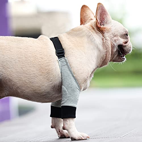 Yealay Manga de recuperación para las piernas delanteras de perro, suave, acolchado, codo para perro, protector de heridas, pantalones cortos para perros pequeños y medianos (S)