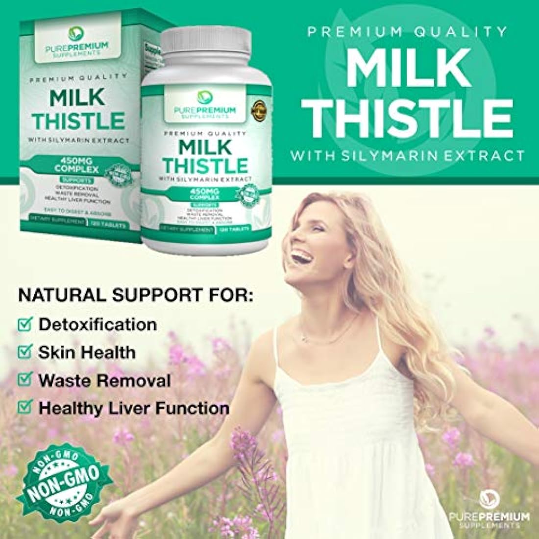 Extracto de cardo de leche premium de PurePremium (sin OMG)