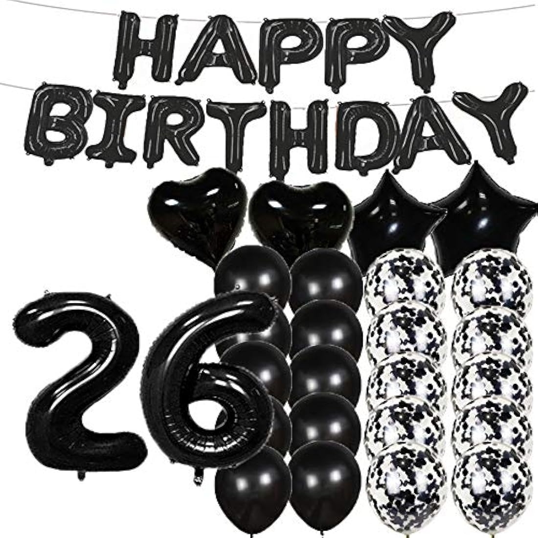 Suministros para fiestas, Globos negros con el número 26